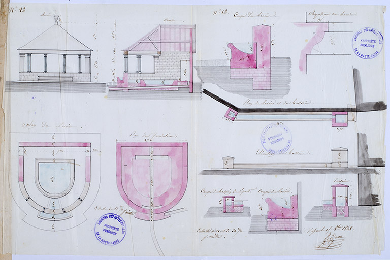 plans de la fontaine "du bas"