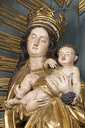 3 statues : Vierge à l'Enfant, saint Pierre et saint Benoît