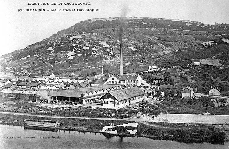 usine à papier de la société des Papeteries Bisontines, usine de fibres artificielles et synthétiques dite usine des Soieries puis de la Rhodiacéta