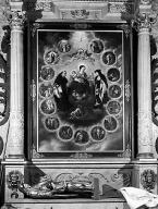 tableau : la Donation du rosaire à saint Dominique et sainte Catherine de Sienne (n° 2)