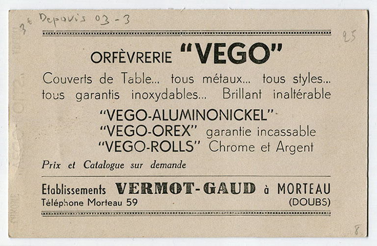 usine de petite métallurgie (fabrique des couverts de table) des Ets Vermot-Gaud et Cie