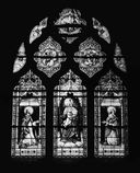 ensemble de 6 verrières (verrière figurée géométrique, verrière à personnages, baies 1 à 6)