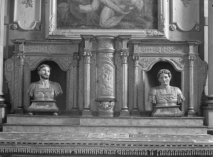 maître-autel, retable, tabernacle et lambris de revêtement
