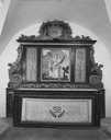 autel, gradin d'autel, retable (autel de sainte Barbe, dans la chapelle sud)