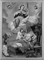 tableau : l'Apparition de sainte Barbe à un mourant