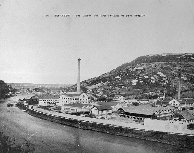 usine à papier de la société des Papeteries Bisontines, usine de fibres artificielles et synthétiques dite usine des Soieries puis de la Rhodiacéta