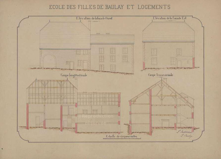 Plans de l'école des filles et logements des instituteurs