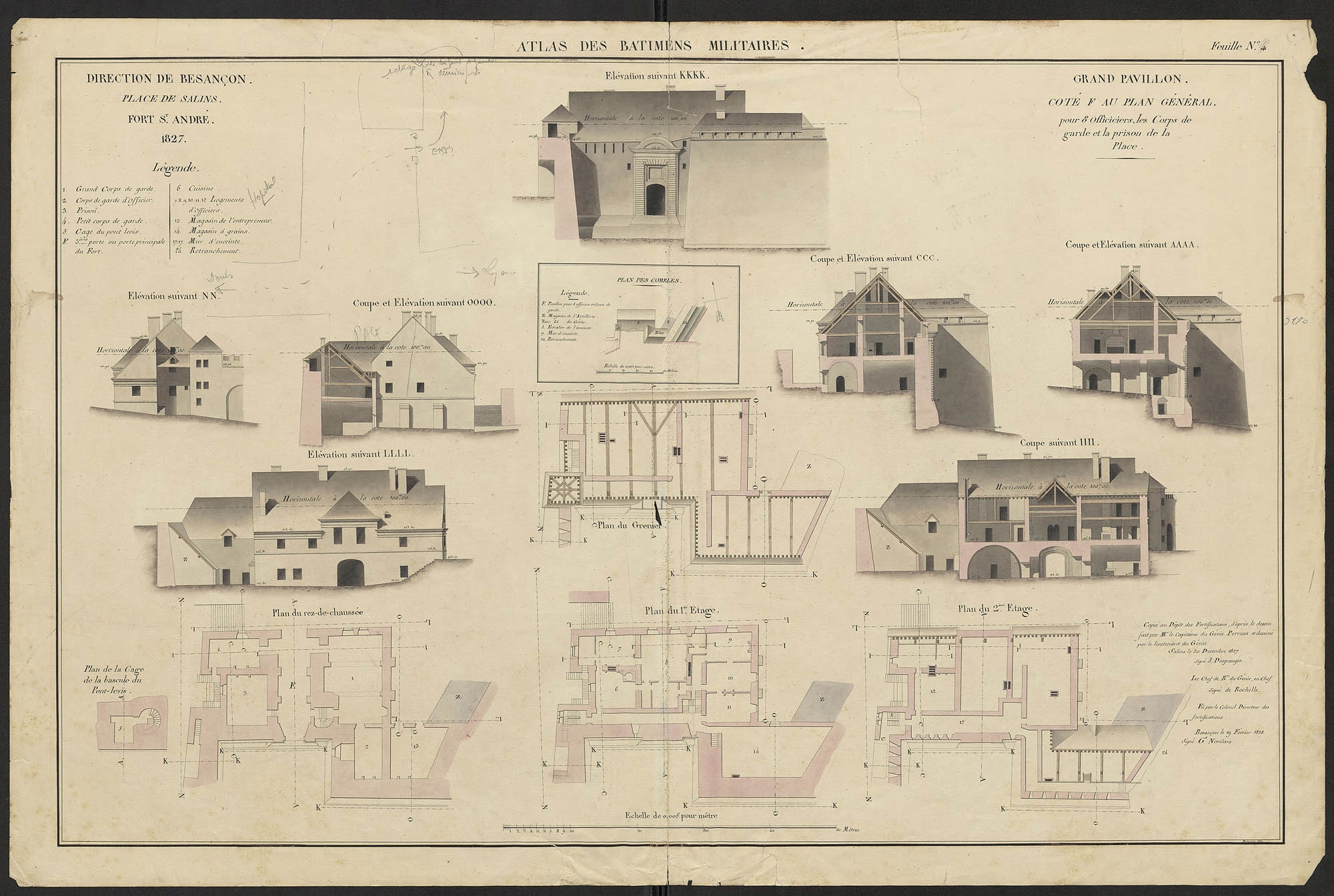 porte monumentale et logement du commandant du fort, puis logement des officiers