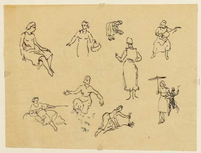 ensemble de 35 dessins de Jean Burkhalter