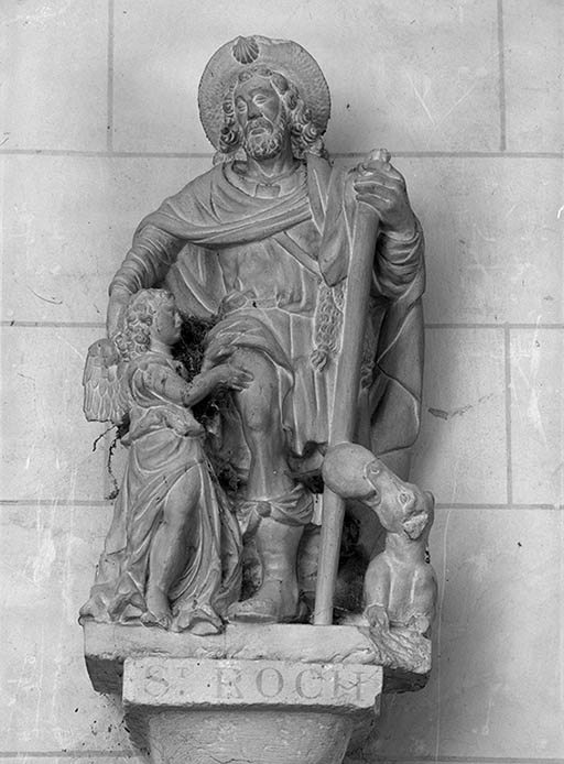 groupe sculpté : Saint Roch et l'ange