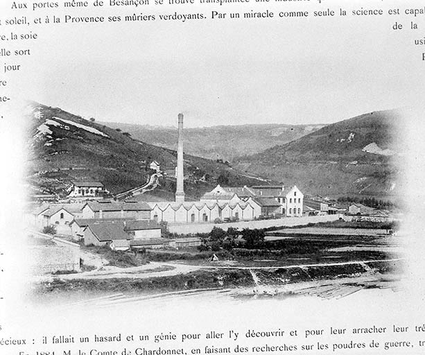 usine à papier de la société des Papeteries Bisontines, usine de fibres artificielles et synthétiques dite usine des Soieries puis de la Rhodiacéta