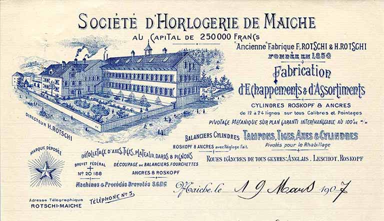 ensemble de mécanique de précision dit ensemble de la société d'horlogerie Rotschi (ou de la Société d'Horlogerie de Maîche)