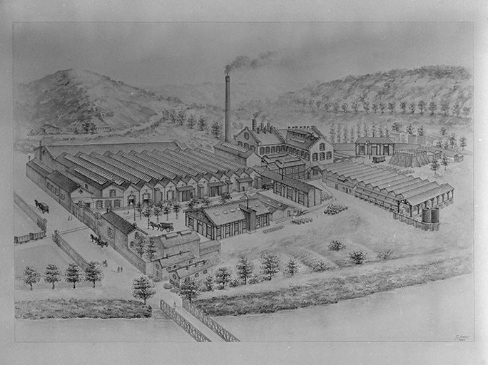 usine à papier de la société des Papeteries Bisontines, usine de fibres artificielles et synthétiques dite usine des Soieries puis de la Rhodiacéta