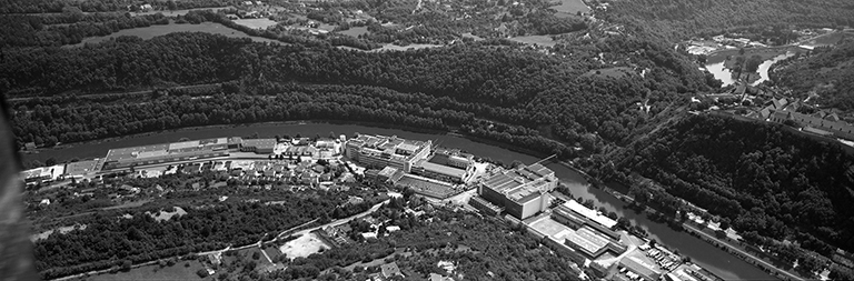 usine à papier de la société des Papeteries Bisontines, usine de fibres artificielles et synthétiques dite usine des Soieries puis de la Rhodiacéta