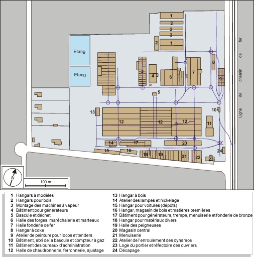 usine de construction mécanique et électrique de la Société alsacienne de Constructions mécaniques (SACM), puis Alsthom, puis Alsthom-Atlantique, puis GEC-Alsthom, actuellement Alstom