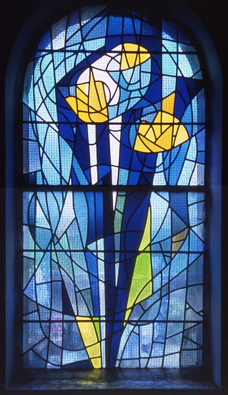 ensemble de 6 verrières : Sainte Face, roses et motifs abstraits