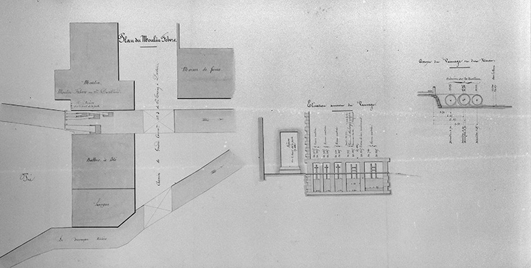 moulin à blé dit moulin Febvre, usine de taille de matériaux de construction dite marbrerie Célard