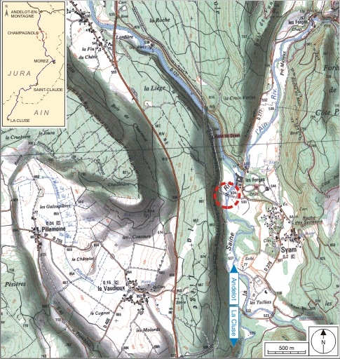 pont routier sur la Saine (voie ferrée Andelot - La Cluse)