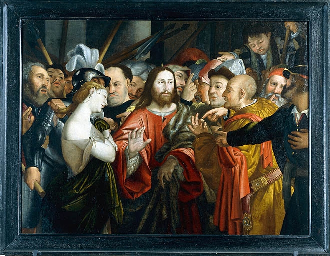 tableau : le Christ et la femme adultère