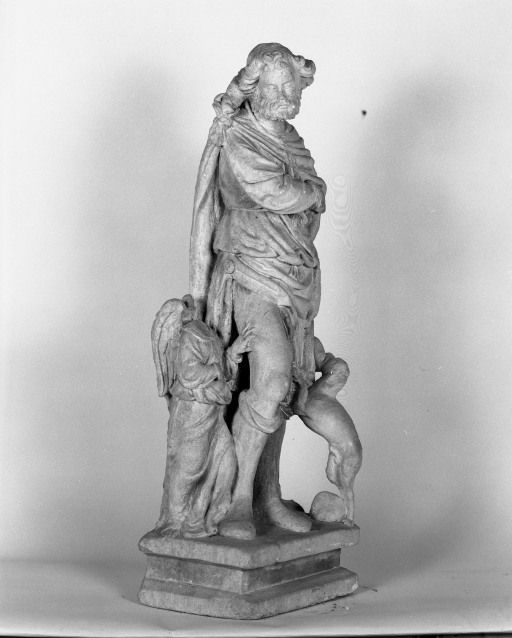 groupe sculpté (petite nature) : saint Roch