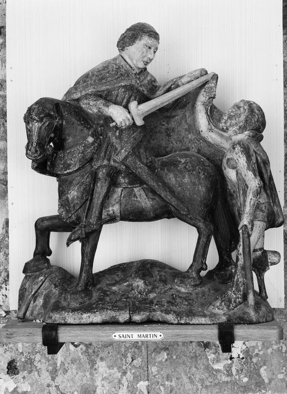 groupe sculpté (statuette) : la charité de saint Martin