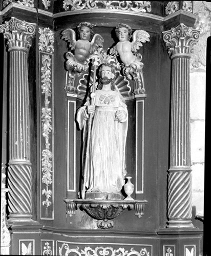 2 statues (en pendant) : Vierge à l'Enfant et saint Jacques