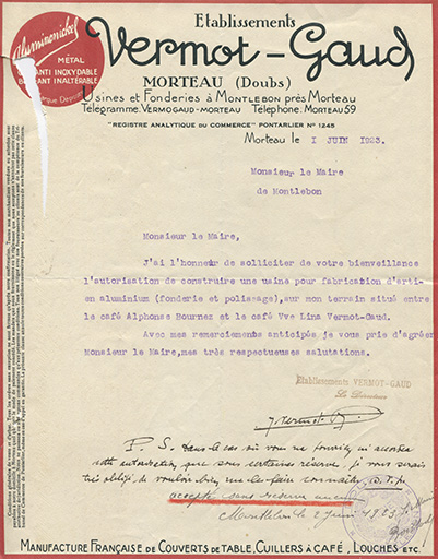 usine de petite métallurgie (fabrique des couverts de table) des Ets Vermot-Gaud et Cie