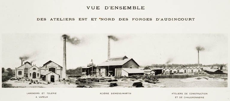 usine métallurgique des Forges d'Audincourt, puis de la Compagnie des Forges d'Audincourt et Dépendances, actuellement zone industrielle des Forges