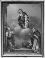 tableau : la Donation du scapulaire à saint Simon Stock et la Donation du rosaire à saint Dominique de Guzman