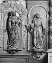 4 statues : la Vierge à l'Enfant, le Christ, un pape et saint Jean-Baptiste