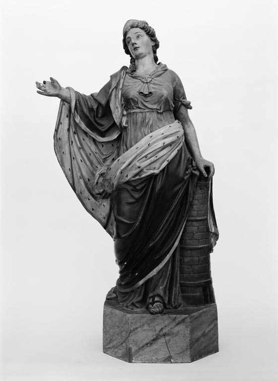 statue (petite nature) : sainte Barbe