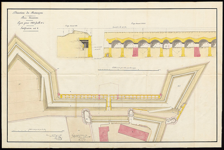 courtine casematée à l'arrière du château