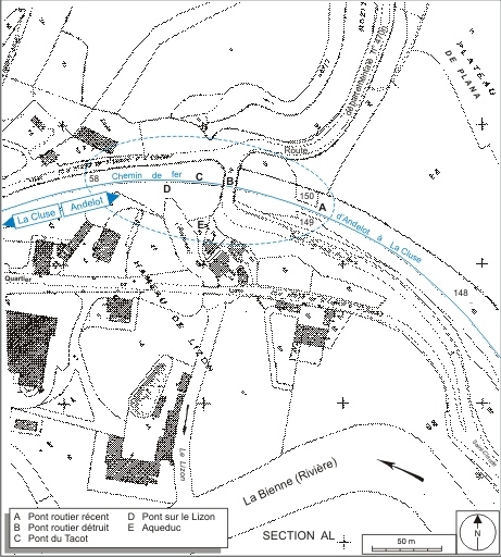 4 ponts ferroviaires et routiers (voie ferrée Andelot - La Cluse)