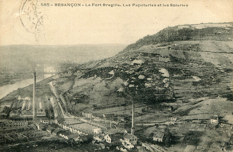 usine à papier de la société des Papeteries Bisontines, usine de fibres artificielles et synthétiques dite usine des Soieries puis de la Rhodiacéta