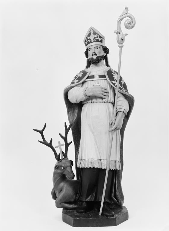 groupe sculpté (petite nature) : saint Hubert