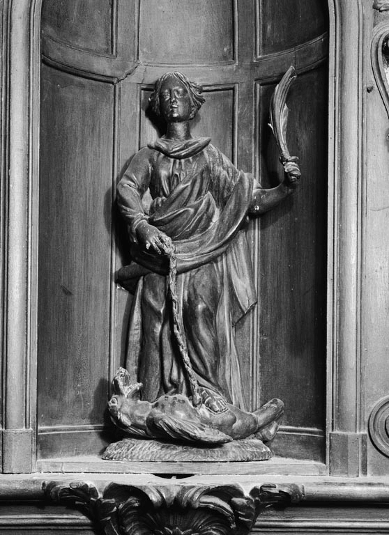 groupes sculptés en pendant (statuettes) : Education de la Vierge, sainte Marguerite