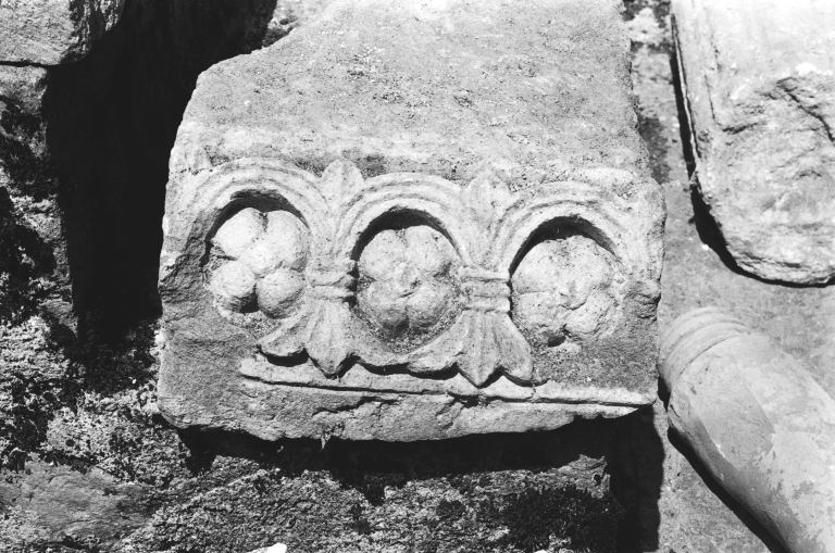 fragment de corniche avec frise à décor végétal
