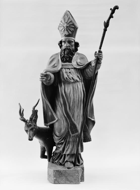 groupe sculpté (petite nature) : saint Hubert
