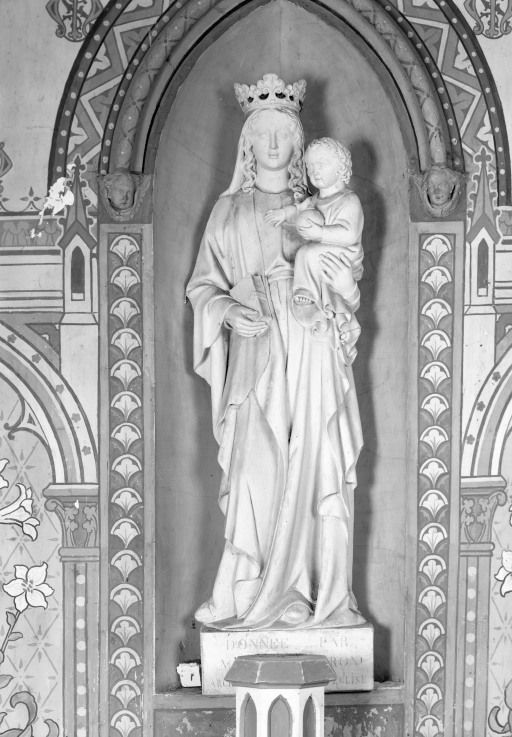 statue, groupe sculpté (en pendant, grandeur nature) : Vierge à l' Enfant, saint Roch