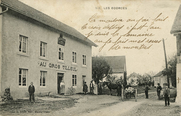 auberge puis café du Gros Tilleul et atelier d'horlogerie Chatelain ou du Comptoir français d'Horlogerie
