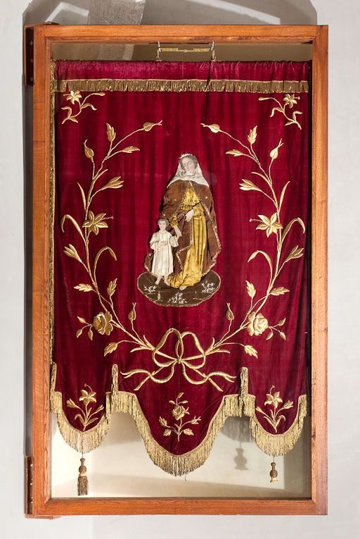 bannière de procession : Saint Cyr et sainte Julitte, Adoration du Saint Sacrement