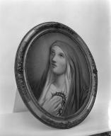 ensemble de deux tableaux en pendant : La Vierge, le Christ