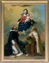 tableau : la Donation du rosaire à saint Dominique et du scapulaire à saint Simon Stock