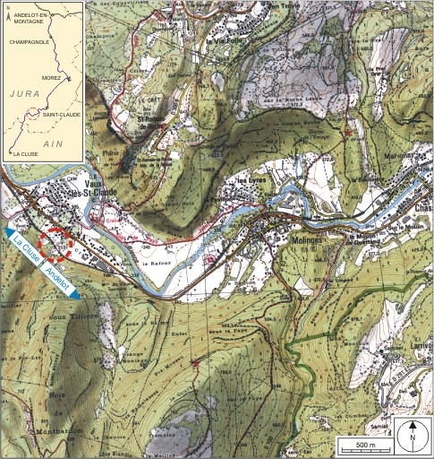 passage à niveau n° 71, aqueduc et pont ferroviaire (voie ferrée Andelot - La Cluse)