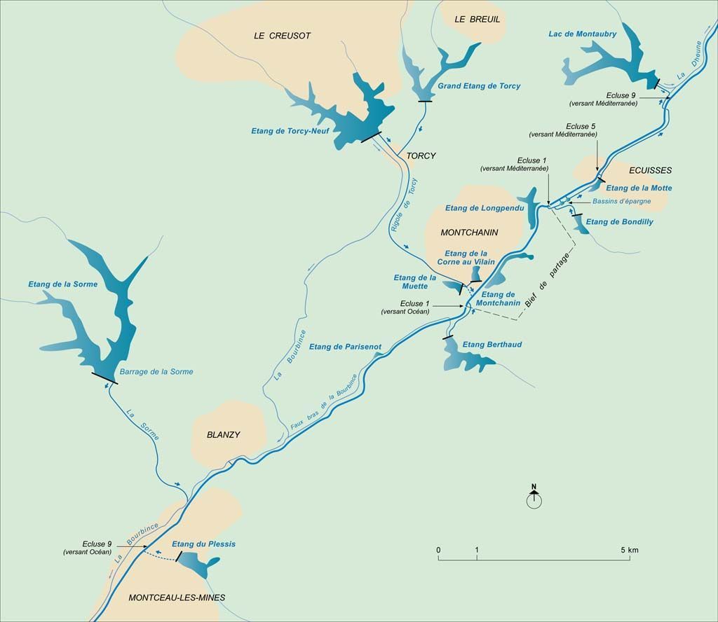 synthèse sur les ouvrages liés à l'alimentation en eau du canal du Centre (canal du Centre)