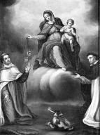 tableau : la Donation du scapulaire à saint Simon Stock et du rosaire à saint Dominique