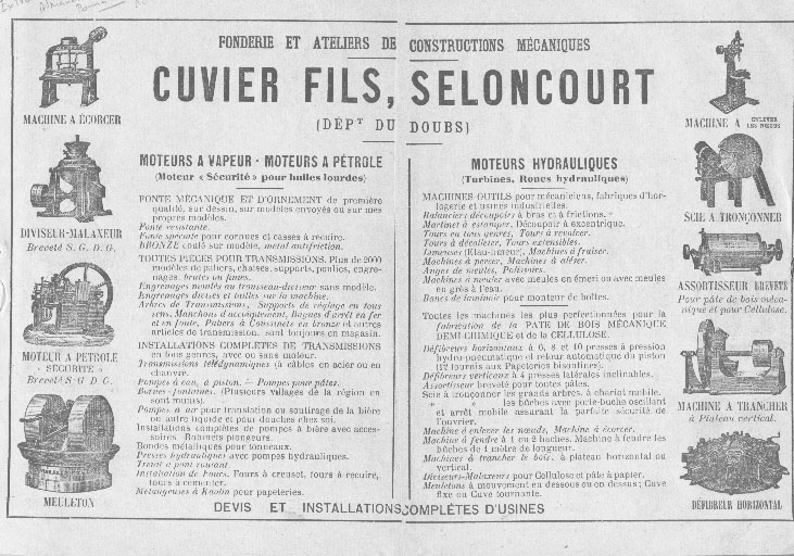 ateliers et usines d'outils, machines et moteurs de Franche-Comté